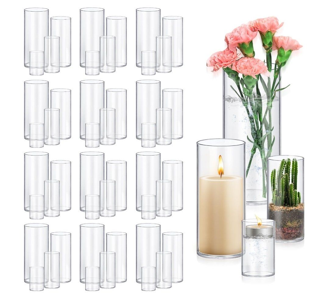 48 Pack Glass Cylinder Vases 4,6,8,10 Inch