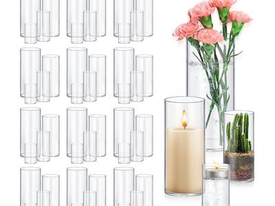 48 Pack Glass Cylinder Vases 4,6,8,10 Inch