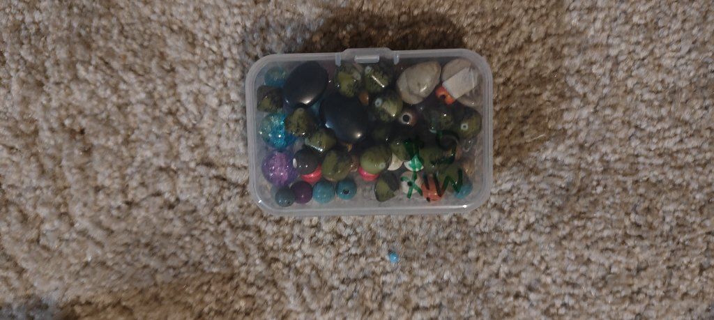 Assorted Mixed Craft Beads in Plastic Storage Container