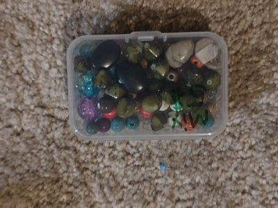 Assorted Mixed Craft Beads in Plastic Storage Container