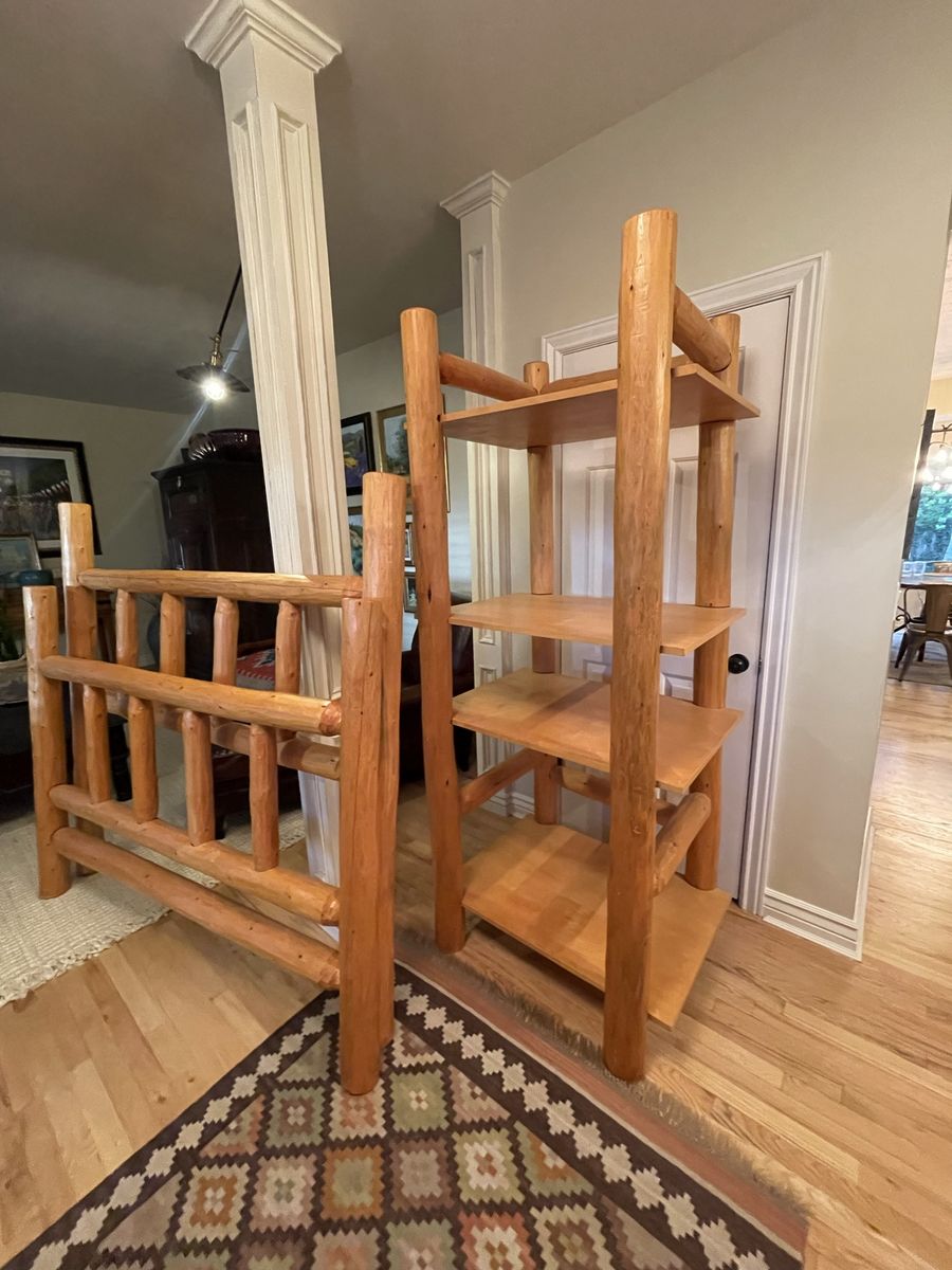 Queen Log Bed & Entertainment Stand