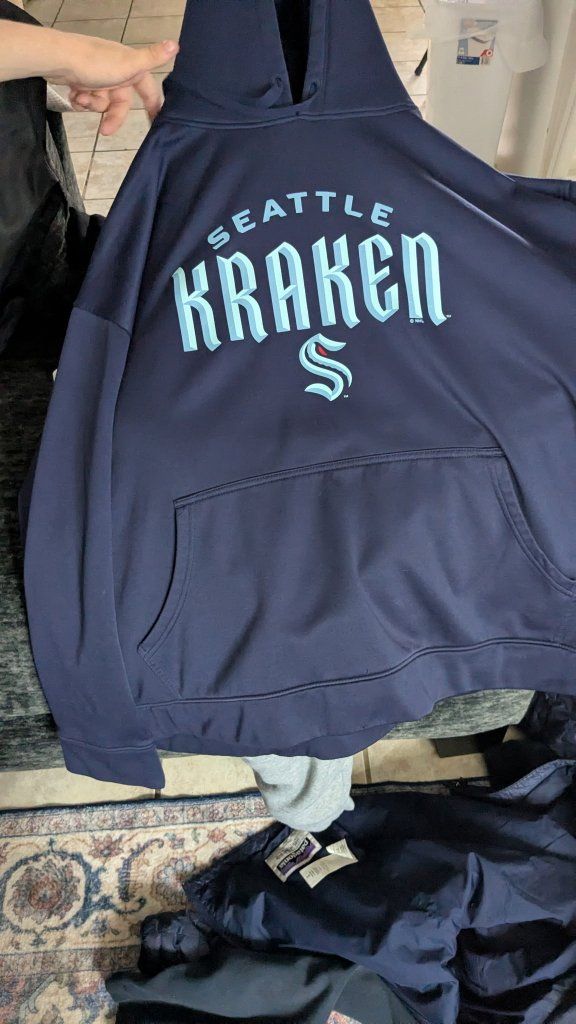 Champion Seattle Kraken Authentic Athletic Wear Hoodie 2XL Polyester Blue NHL
