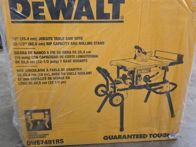 Dewalt 10" Jobsite Table Saw with Rolling Stand- Model DWE7491RS, new in box, never opened