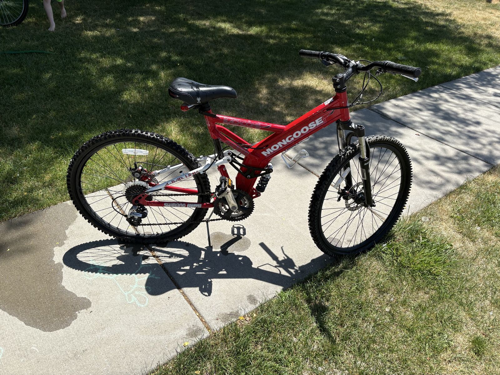 Mongoose Red Full Suspension Mountain Bike Shimano Gearing