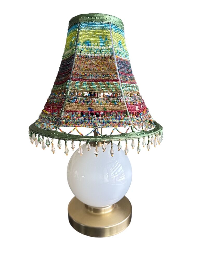 Lamp Glass Beaded Shade Touch Activated