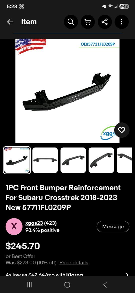 suberu crosstrek reinforcement bar