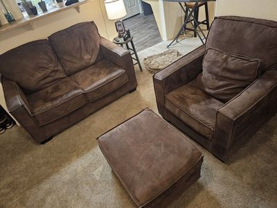 Love Seat and Chair with Ottoman