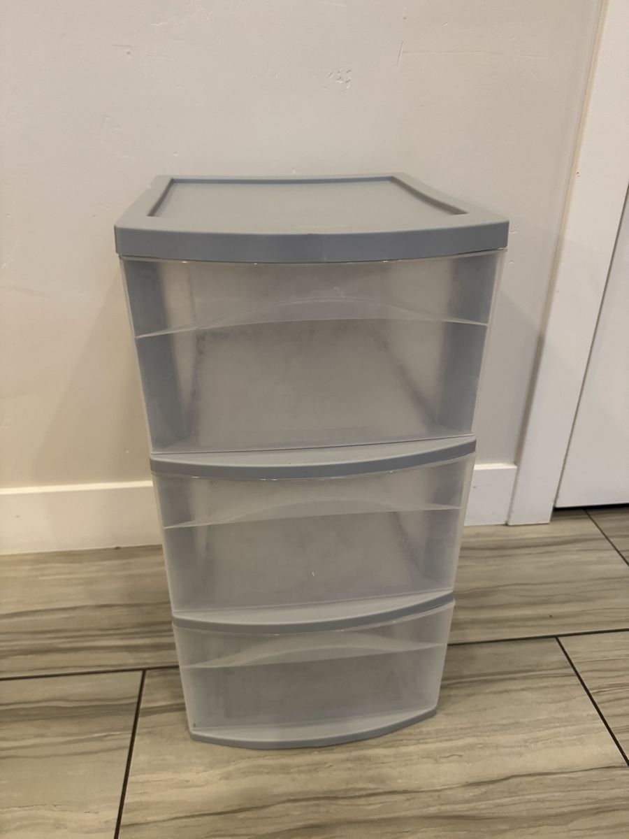 Sterilite 3-Drawer Plastic Storage Tower Cart Gray and Clear