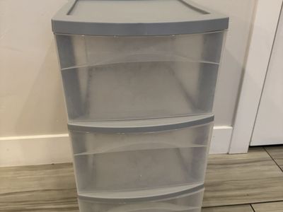 Sterilite 3-Drawer Plastic Storage Tower Cart Gray and Clear