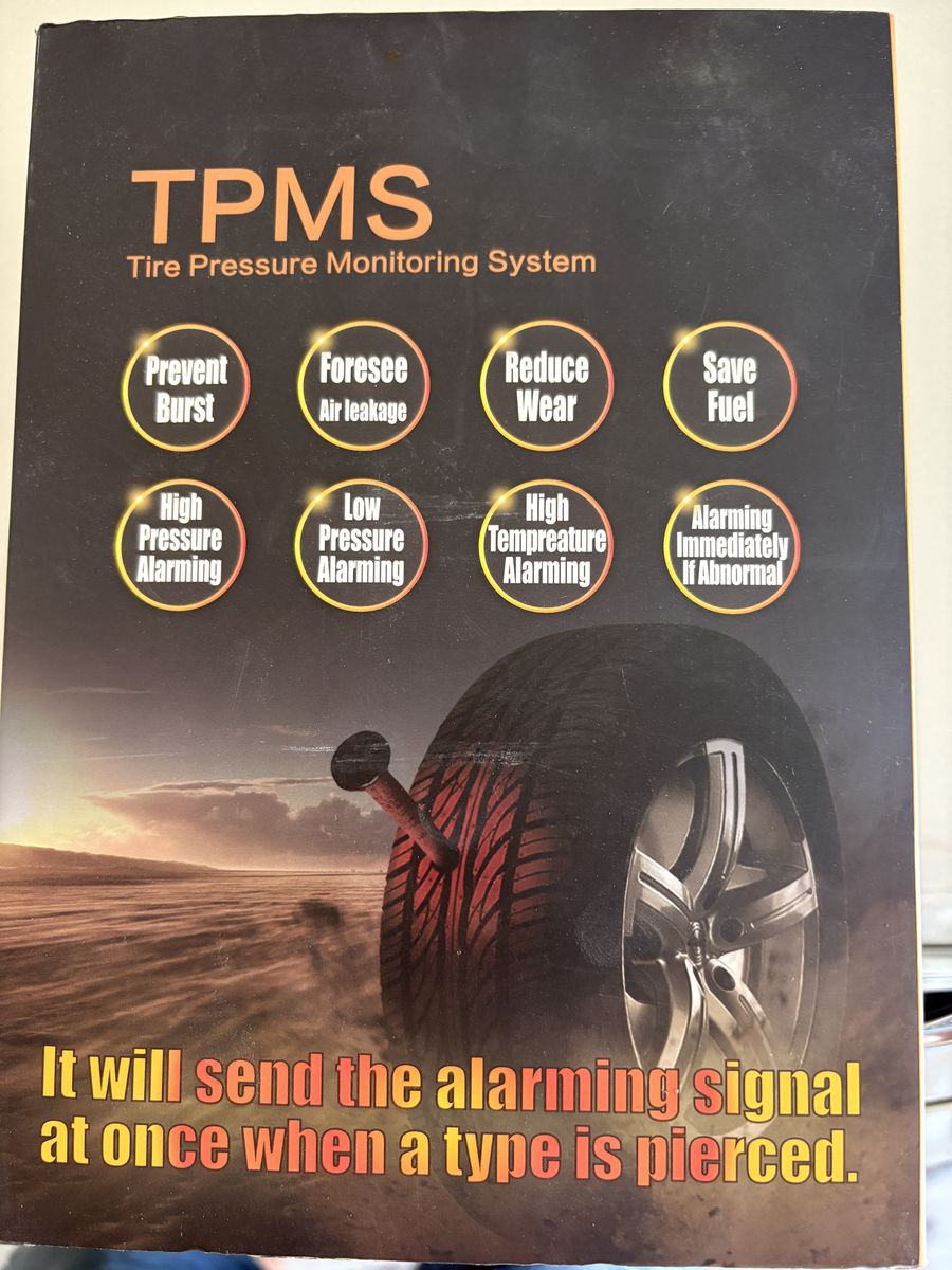 Universal Tire Pressure Monitoring System (TPMS) Wireless Alarm Kit