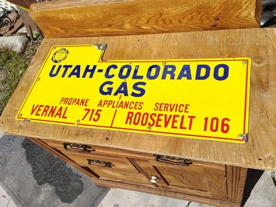 rare Utah old porcelain original sign