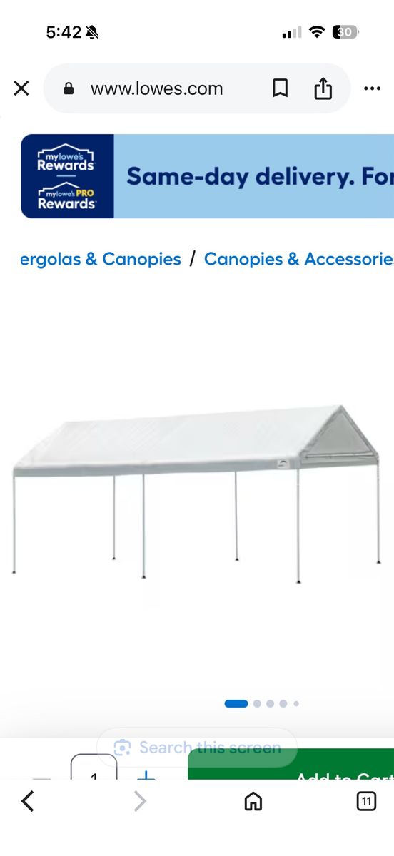 10x20 Awning / Canopy