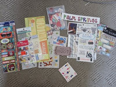 Lot of Scrapbooking Supplies - Stickers, Cutouts, Embellishments - Cats, Graduation, Dinosaurs