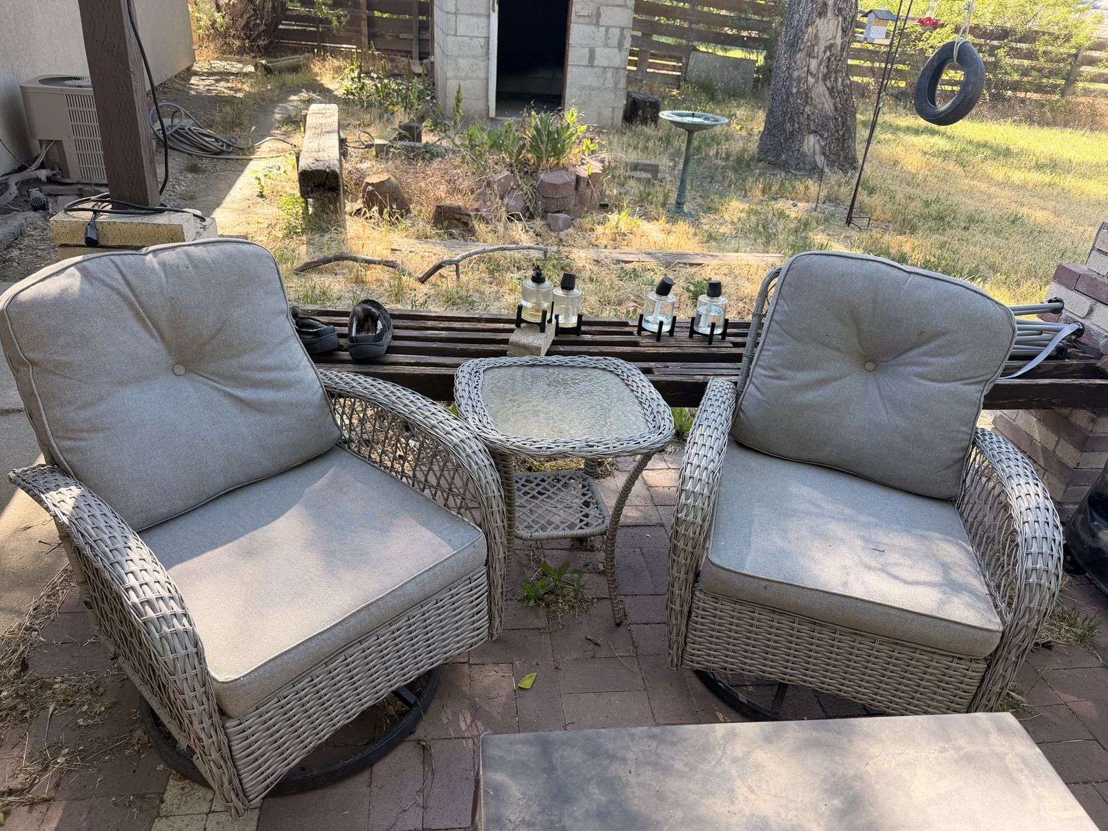 Patio set w/fireplace
