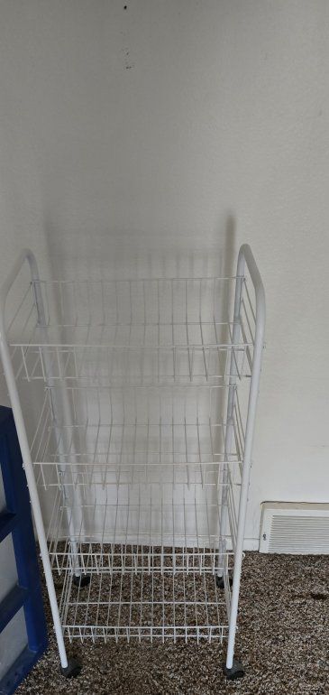 White Metal Rolling 3-Tier Storage Cart - Organizer Rack with Wheels