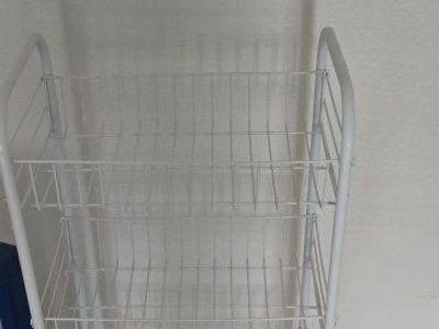 White Metal Rolling 3-Tier Storage Cart - Organizer Rack with Wheels