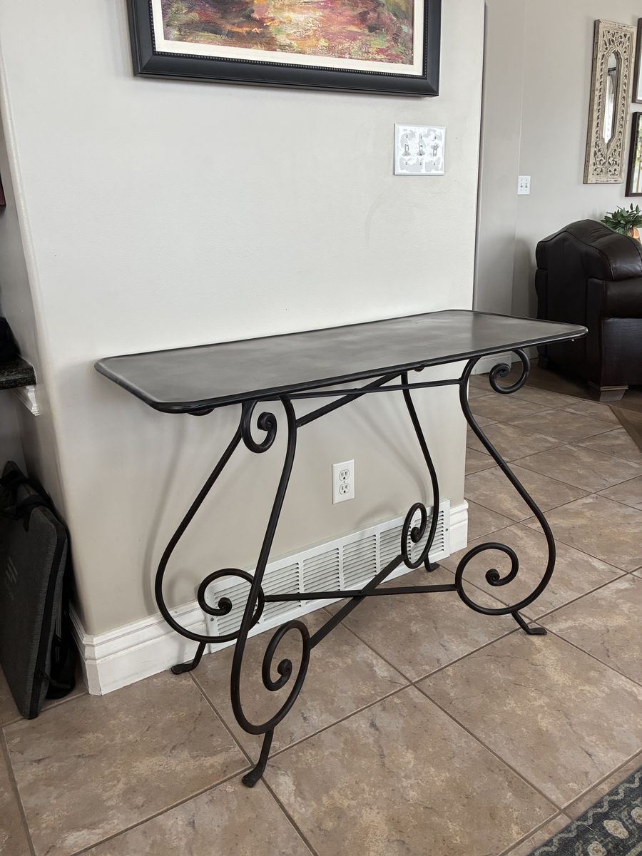 WROUGHT IRON CONSOLE SOFA TABLE