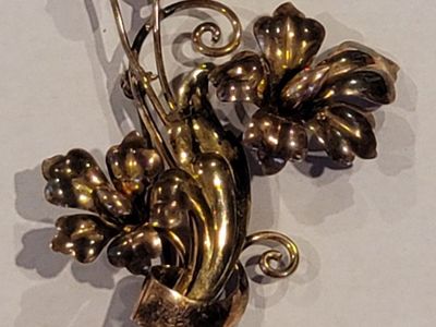 Vintage Carl Art Company Flower Brooch Pin 12k Gold Filled on Silver Signed