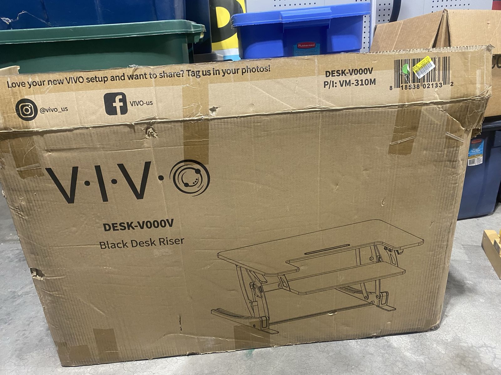 VIVO DESK-V000V Black Desk Riser - Standing Desk Converter with Keyboard Tray New in Open box