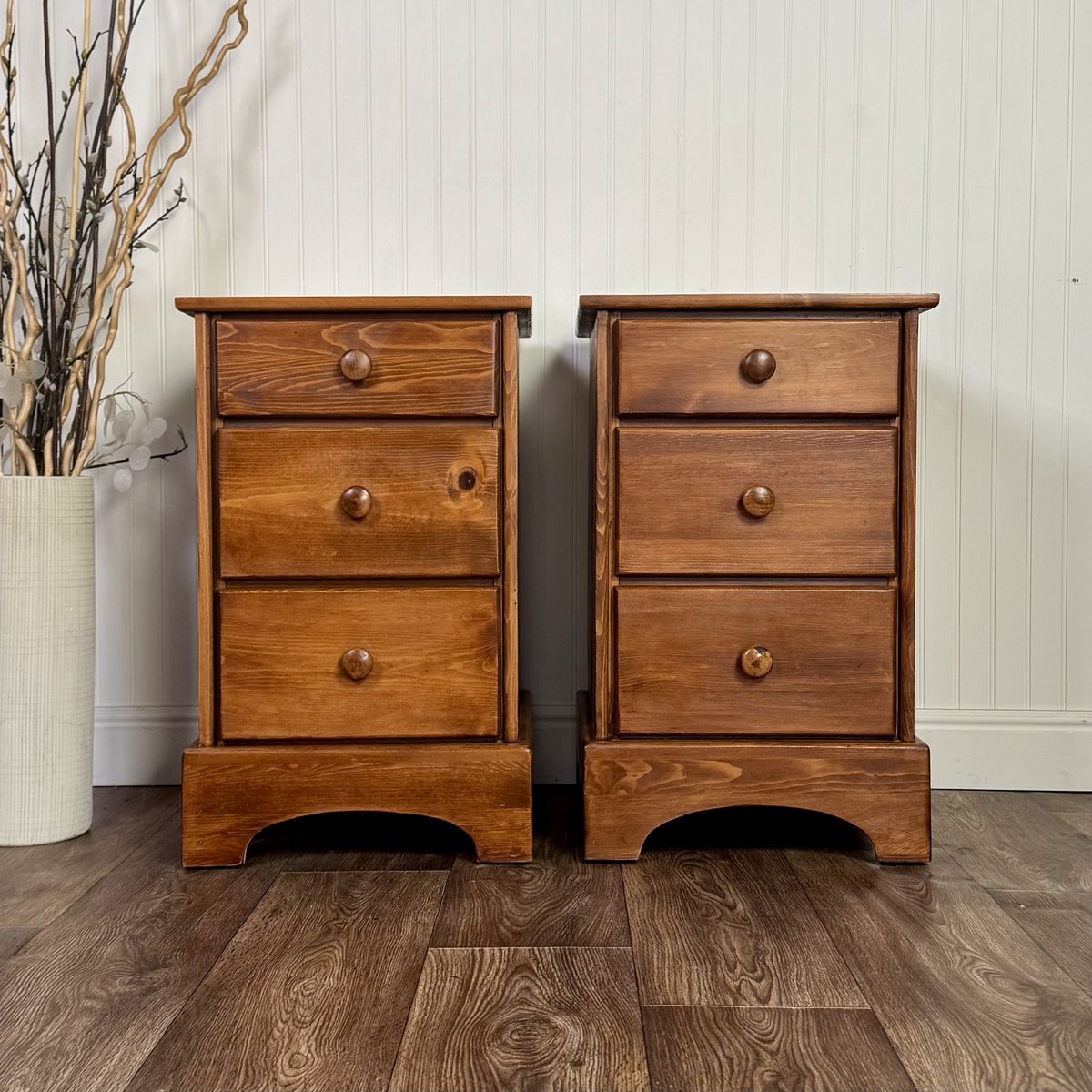 Pair of Vintage Solid Oregon Pine Nightstands