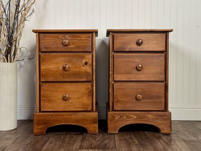 Pair of Vintage Solid Oregon Pine Nightstands