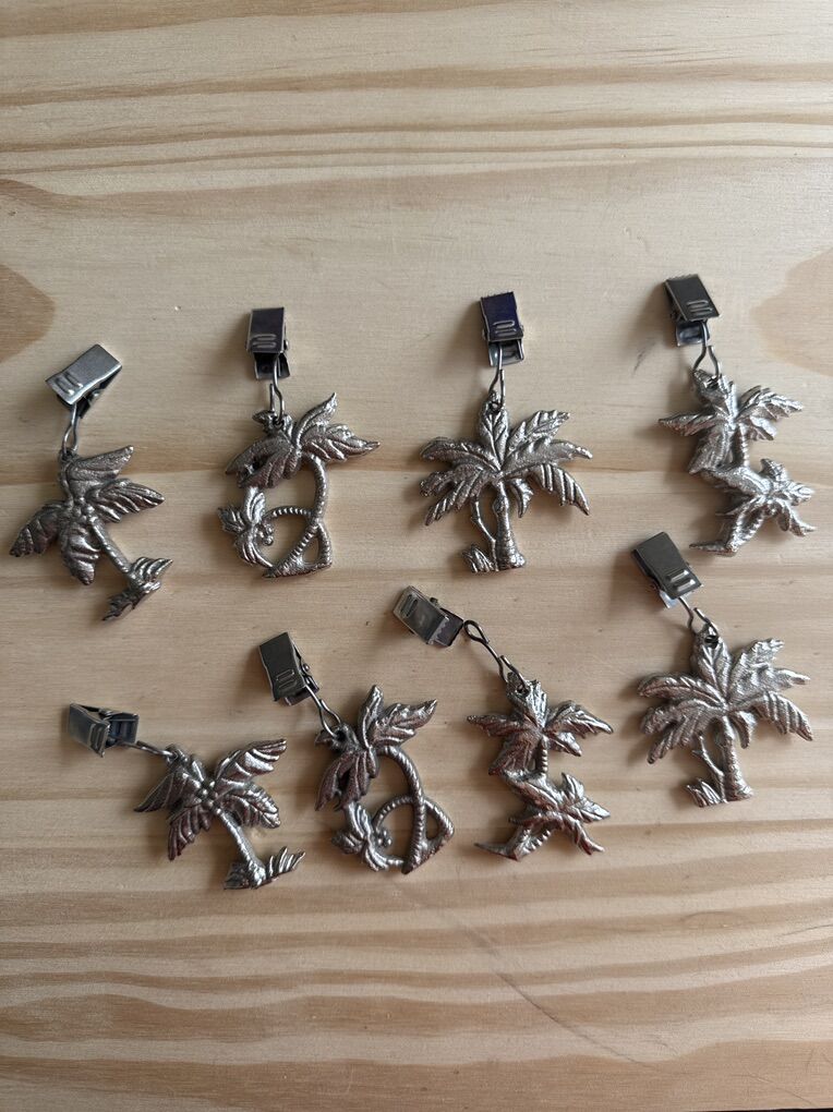 Vintage Silver Tone Metal Palm Tree Picnic Table