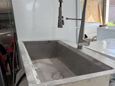 Stainless Steel Kitchen Sink with Commercial-Style Pull-Down Faucet, Modern Design, Good Condition