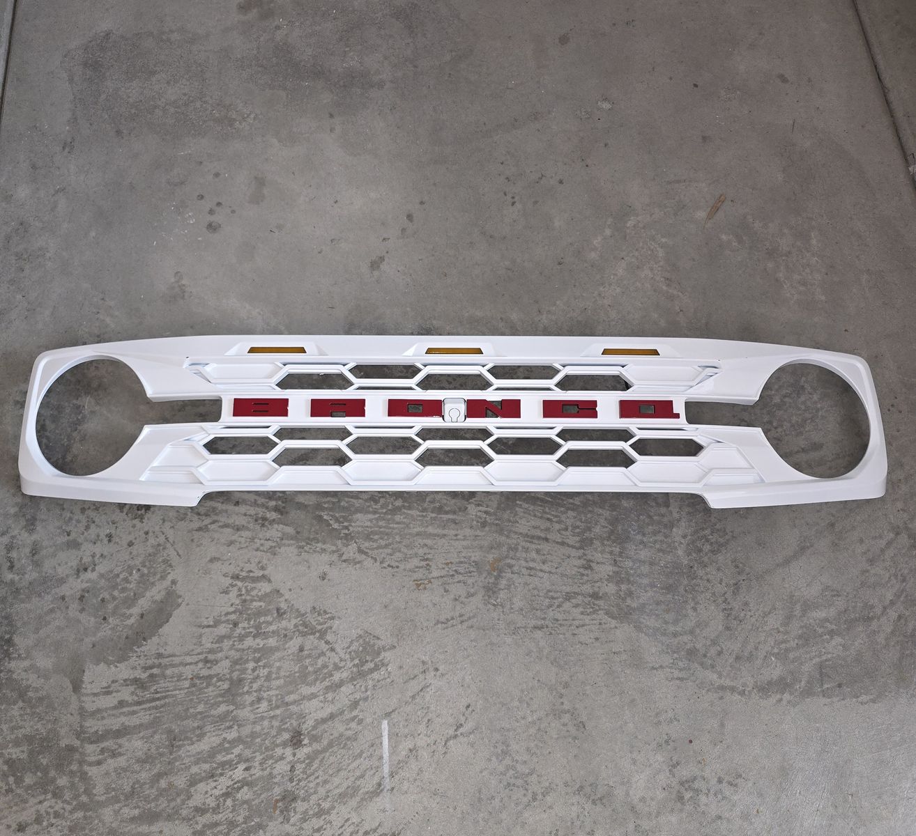 New Ford Bronco Grille with White Finish & Red "BRONCO" Lettering