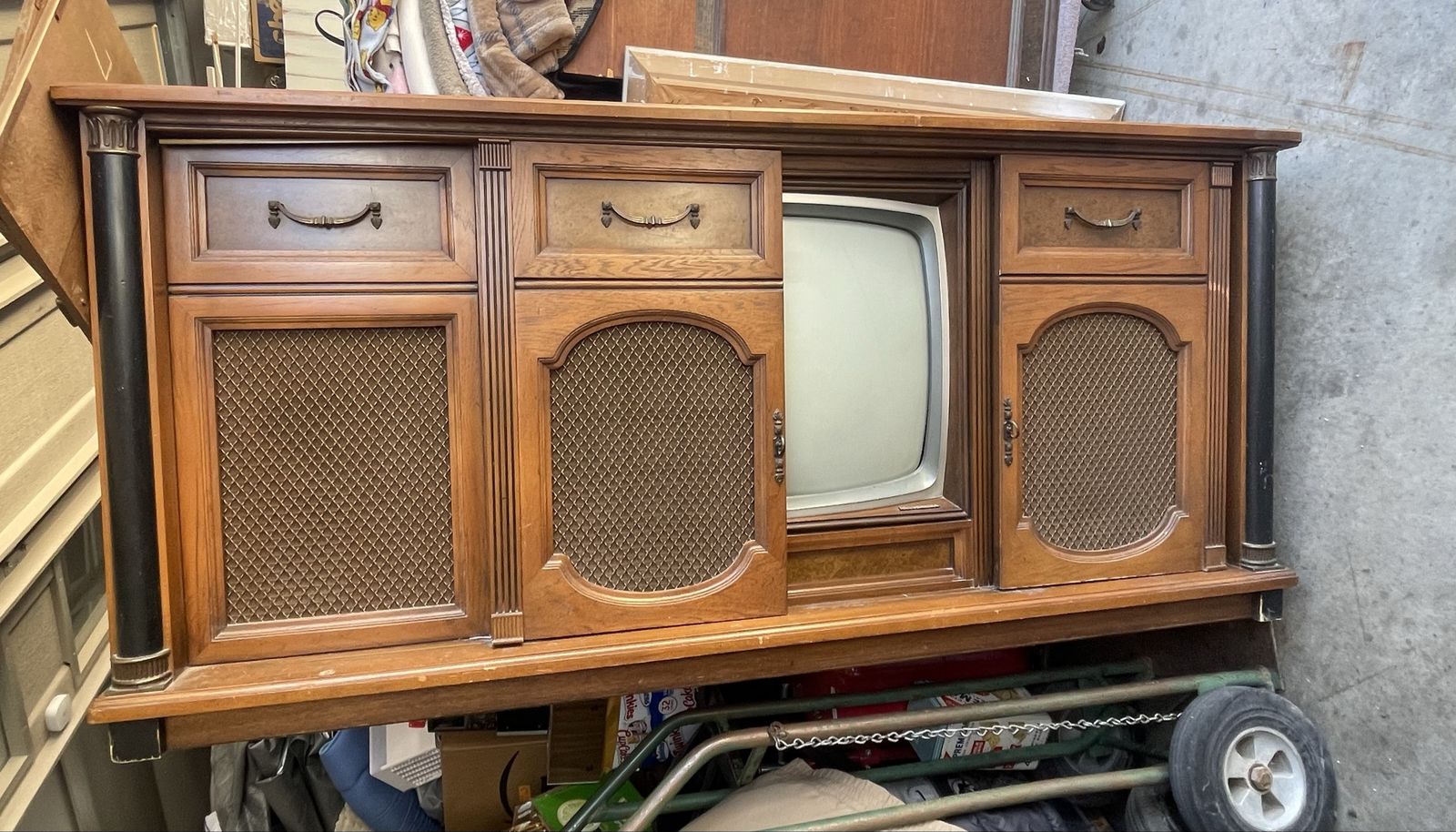 Vintage console, stereos and TV