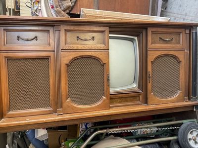 Vintage console, stereos and TV