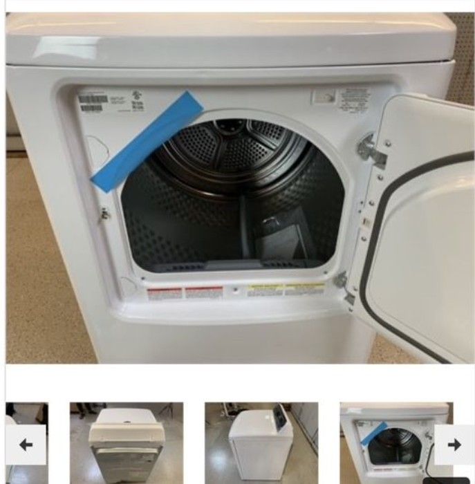 New- Frigidaire 7 cu.ft. vented Top Load Electric Dryer - White (MSRP: $854.10)