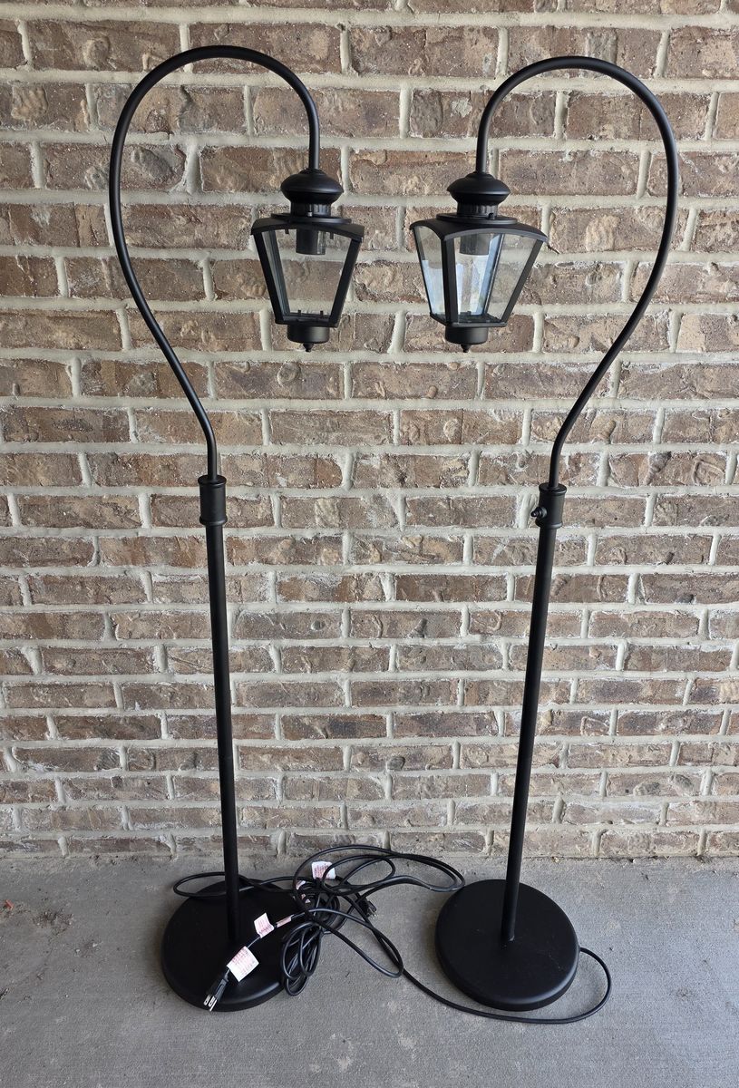 Pair of Black Shepherd Hook Floor Lamps