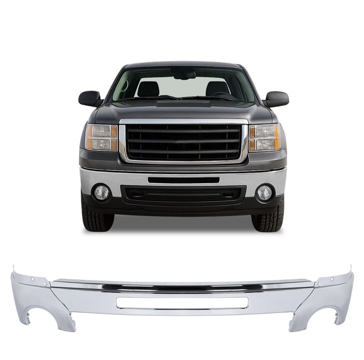 Front Bumper Lower Valance Compatible with 2007-2013 GMC Sierra 1500, 2007-2010 Sierra 2500HD/3500HD Chrome