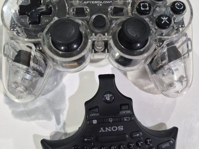 Afterglow Transparent Gaming Controller & Sony PlayStation Chatpad Keyboard for PS4/PS3