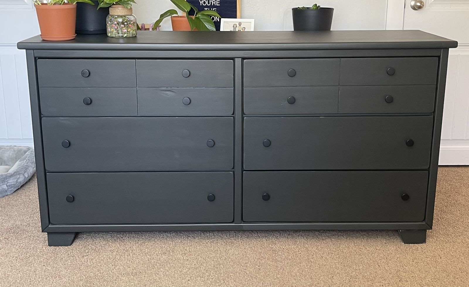 black solid wood dresser
