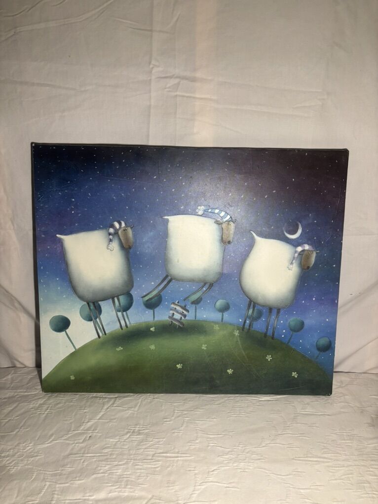 24” by 20” sleeping sheep painting