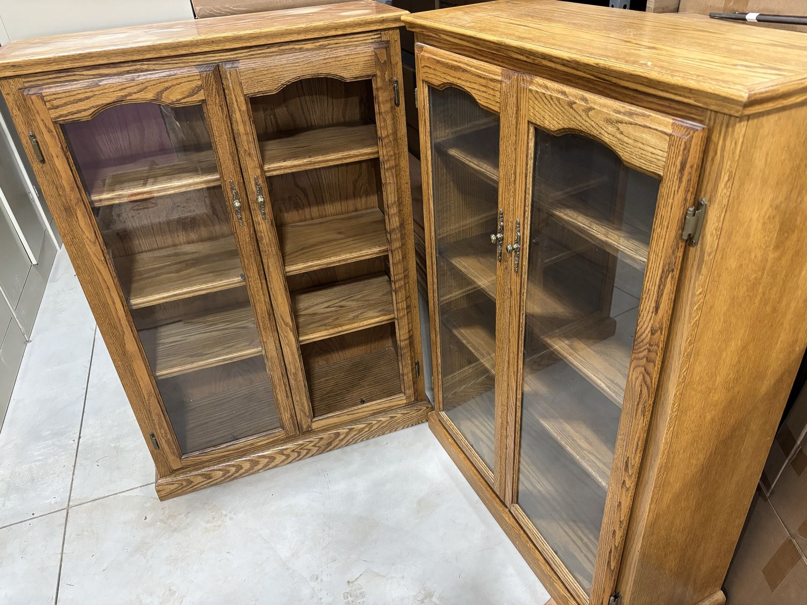 Oak bookcase (pair) and oak dresser