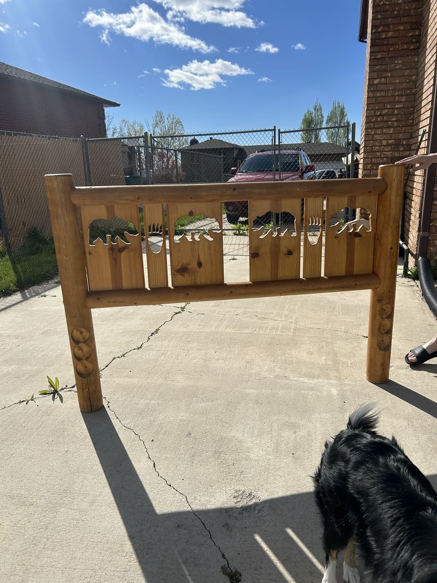 Real wood queen bed frame and two side tables