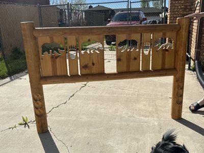 Real wood queen bed frame and two side tables