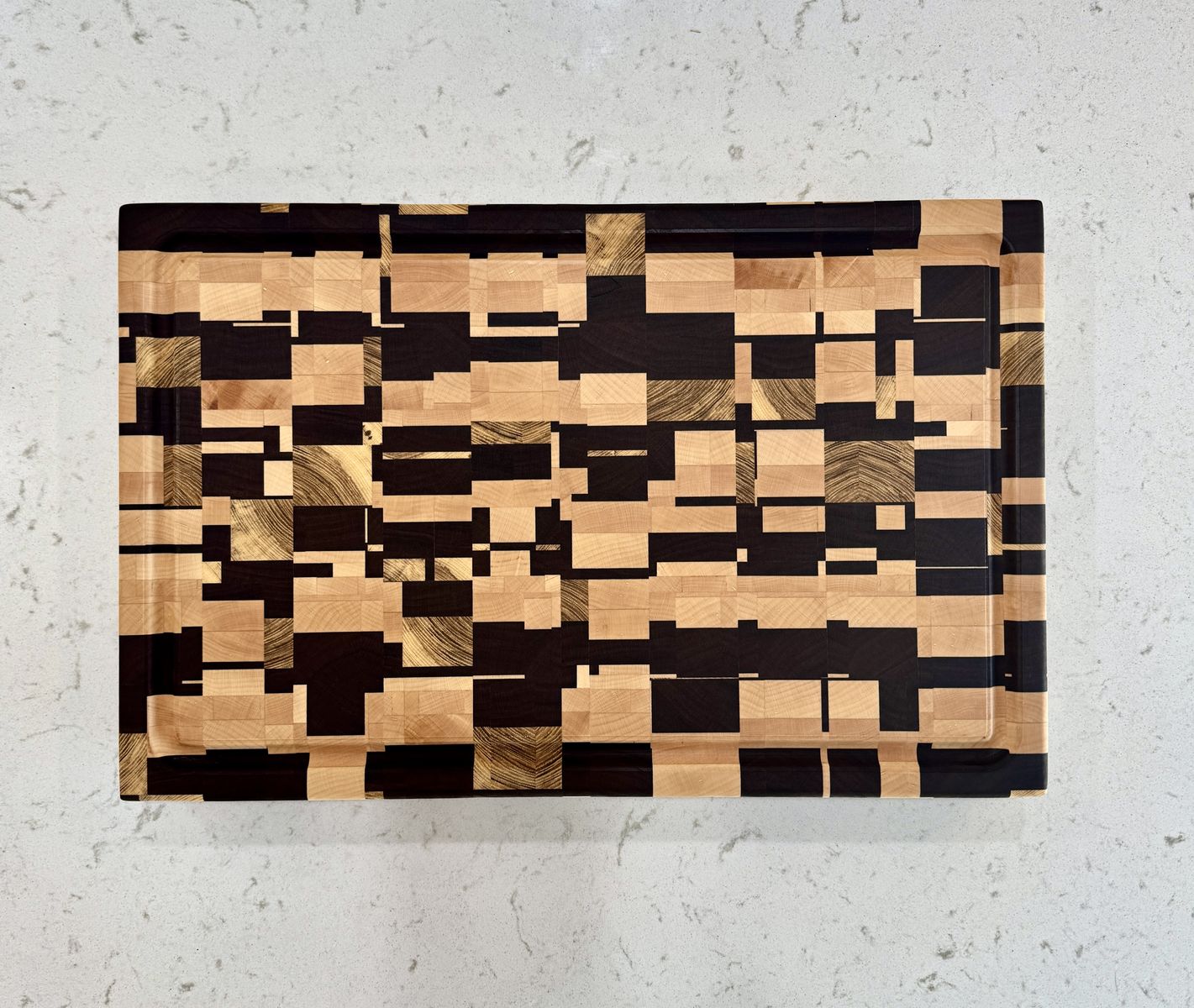 Handcrafted Walnut, Maple & Hackberry End Grain Cutting Board | 20" x 13" x 1¾"