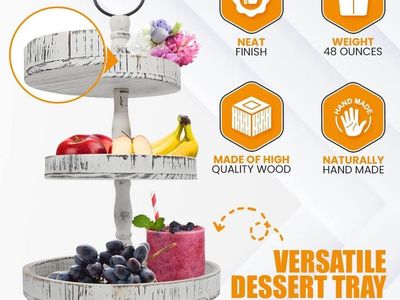 Adjustable 3-Tiered Wood Tray Stand