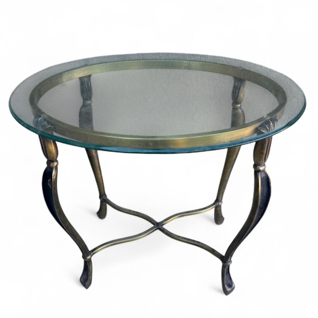 Vintage Regency Brass Side End Table Cottage Decor