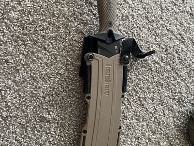Kershaw Camp 10 Tan Fixed Blade Knife and Sheath