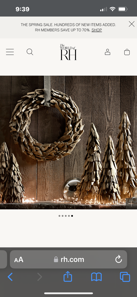 Restoration Hardware Driftwood Wreath - Natural Wood Home Decor