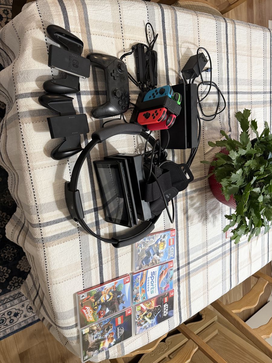 Nintendo Switch w/ 2 docks 5 games