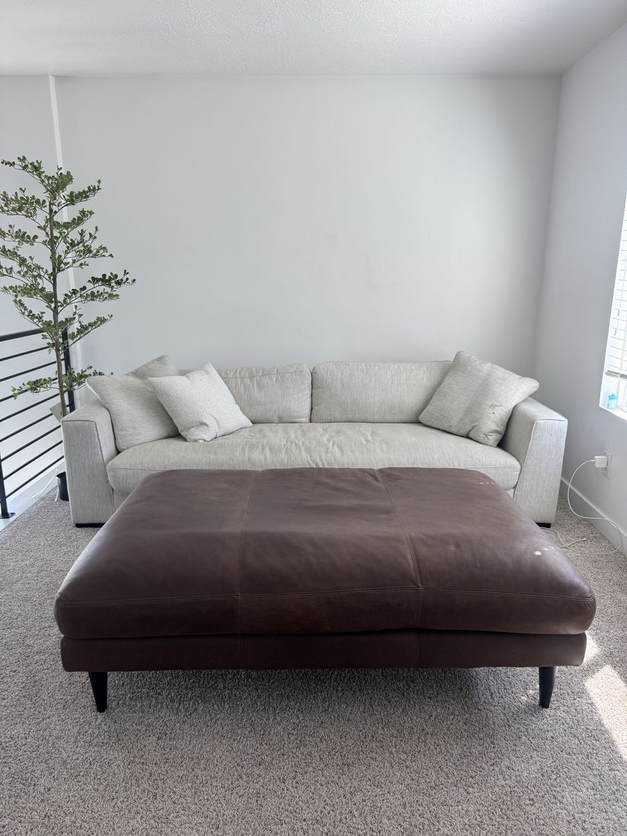 Real Leather Ottoman