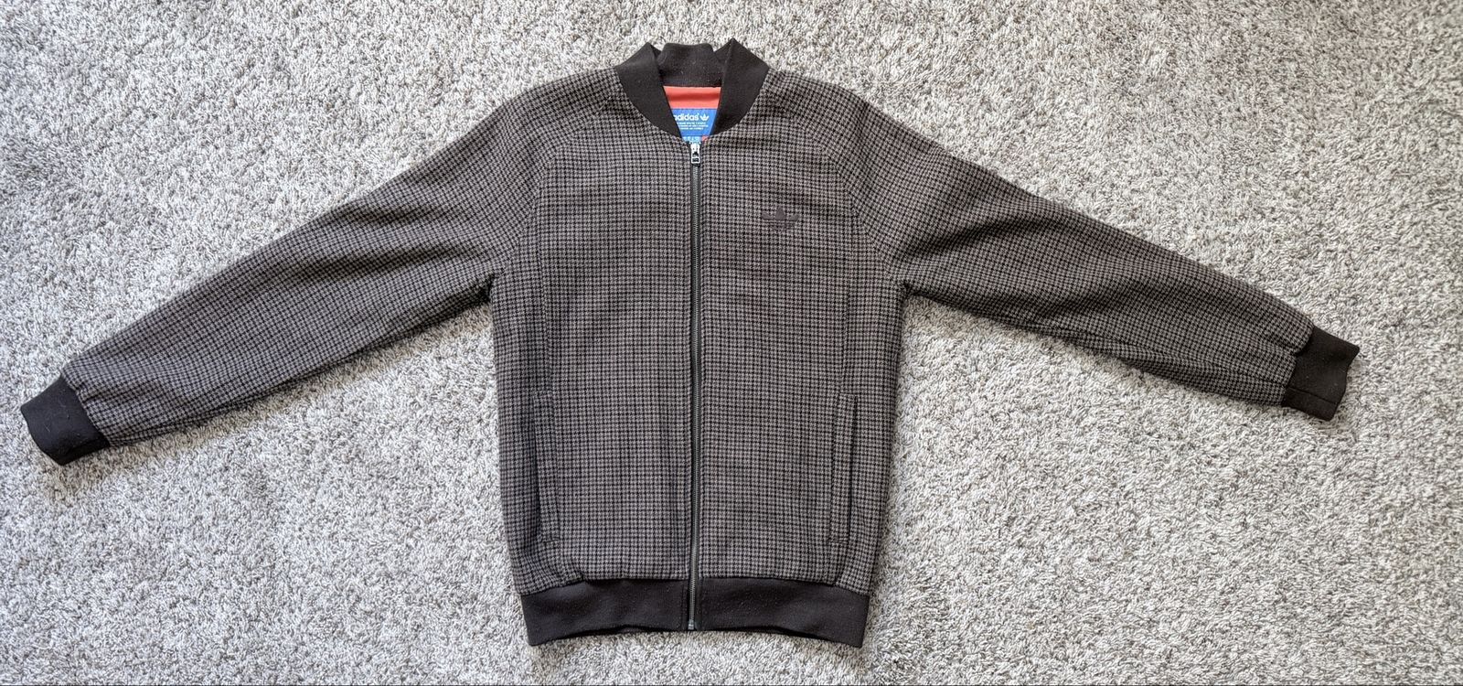 Adidas Originals Houndstooth Bomber Jacket Brown Orange Small