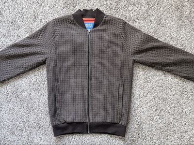 Adidas Originals Houndstooth Bomber Jacket Brown Orange Small