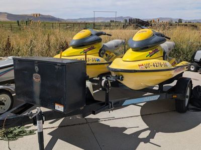 1997 Sea-Doo Bombardier XP Personal Watercraft Jet Skis with Double Trailer and Covers