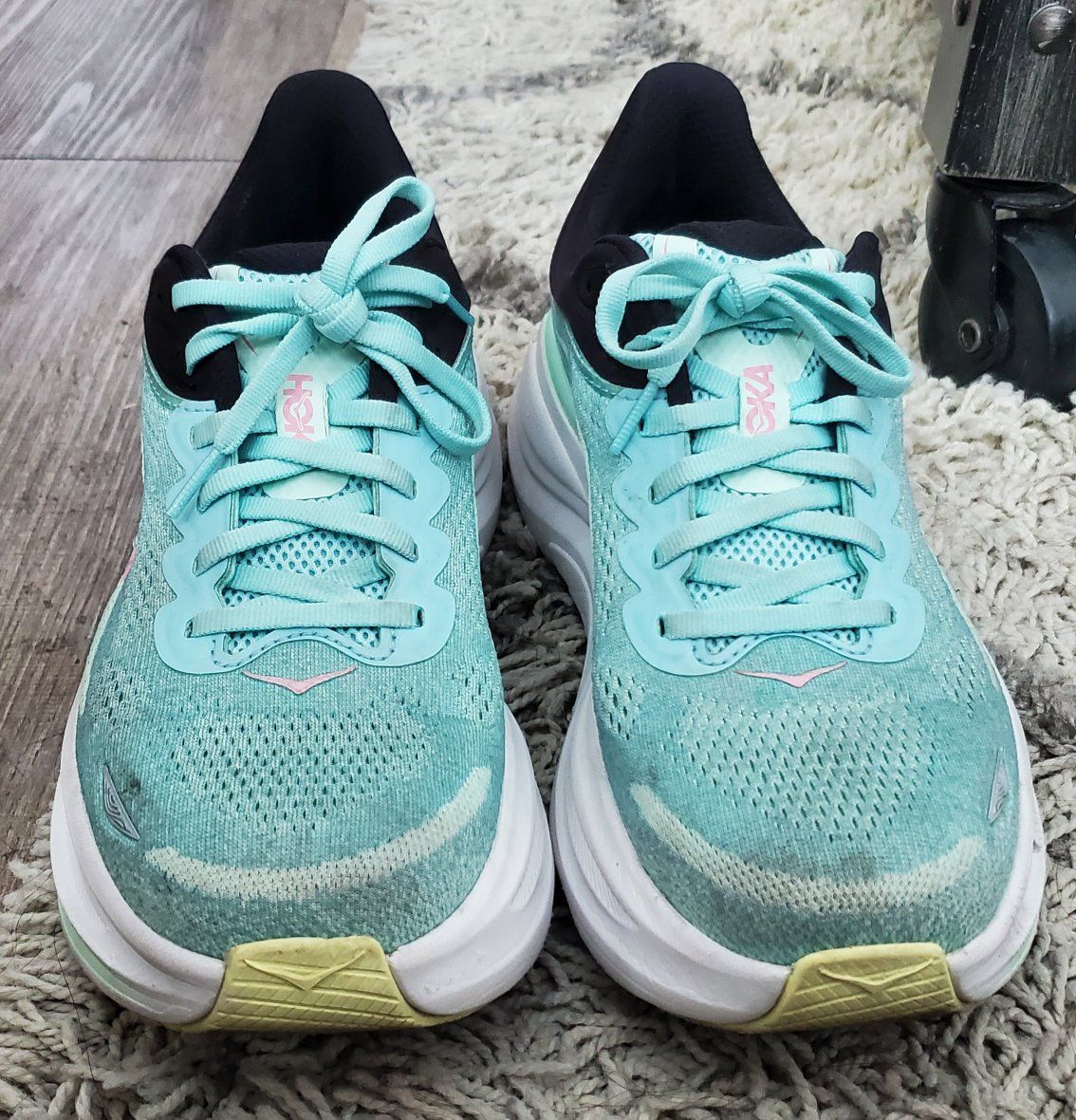Hoka bondi 9 Women's Mesh Running Shoes - Size 10, Aqua/Pink